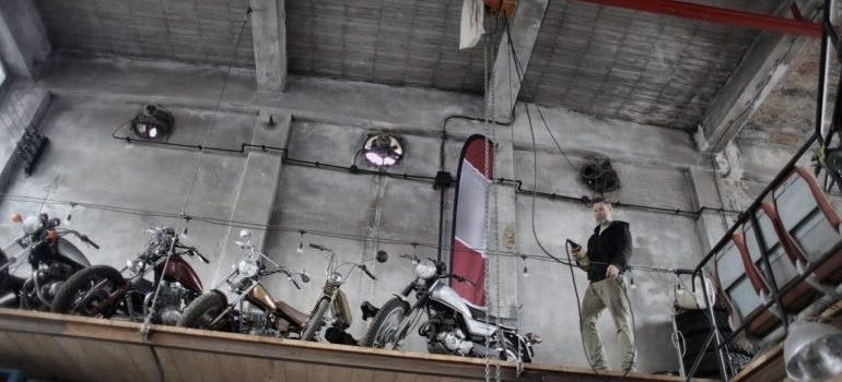 A man in his vehicle storage.