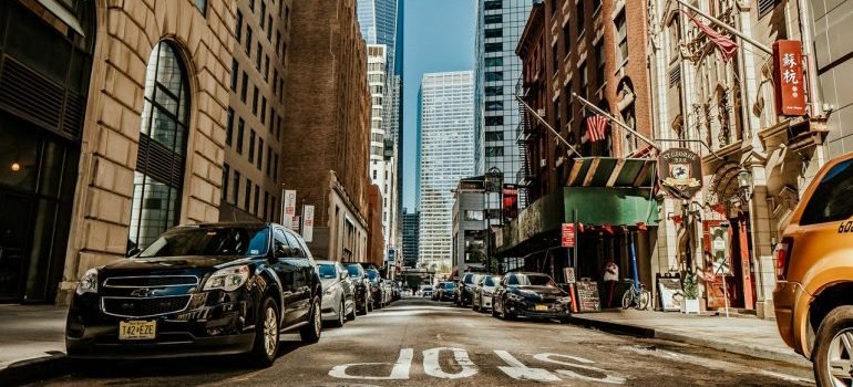 NYC street with parked cars