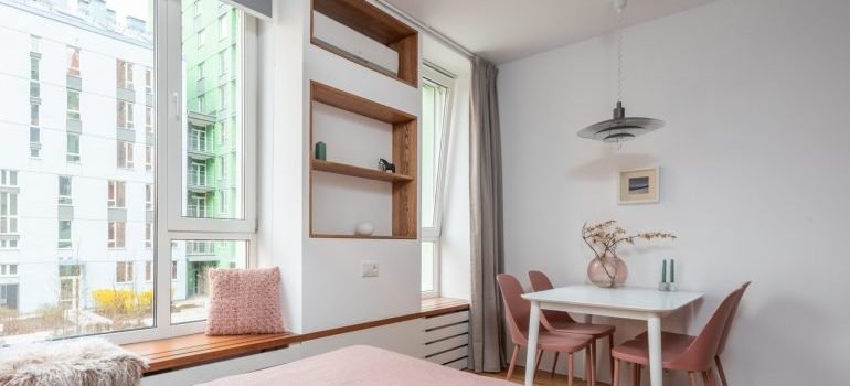 A bright room to make apartment appear larger.
