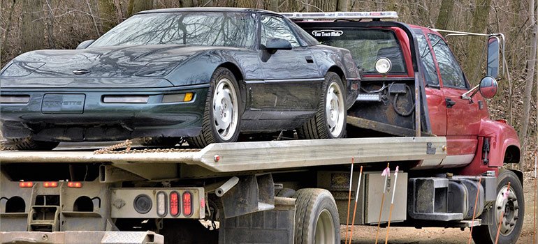 a car being towed