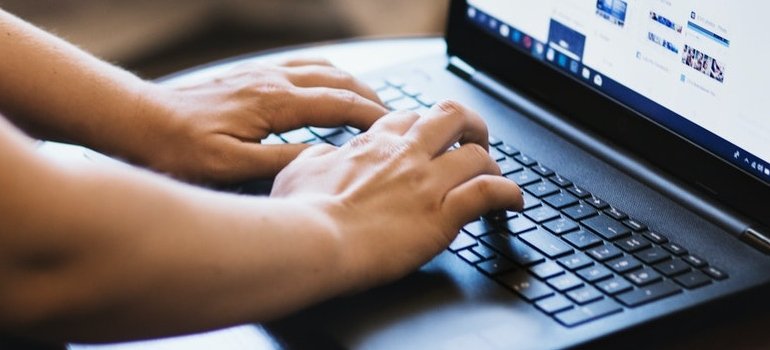 person researching about moving during the winter season