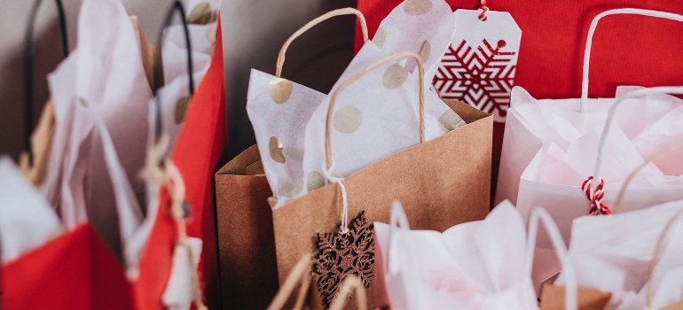 Christmas bags after shopping