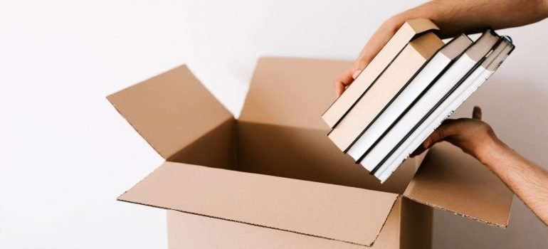 Moving box and books