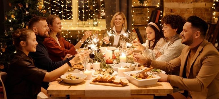 A group of people having fun at a Christmas party.