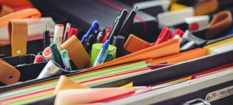 A case of office supplies