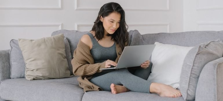 person looking up a guide to business storage