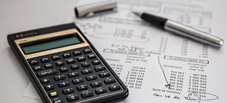 Calculator and papers.