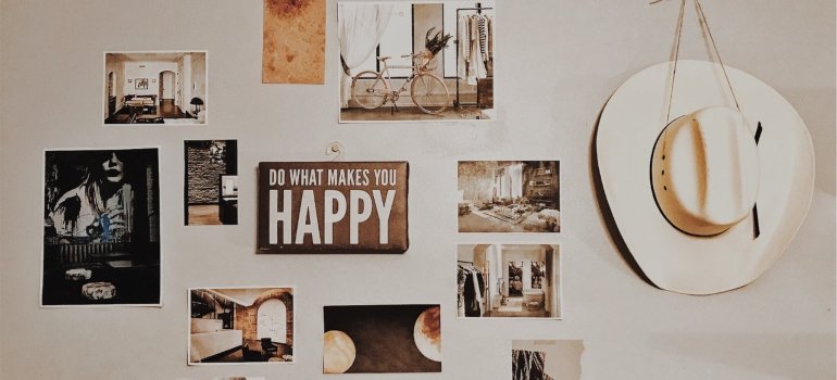 A personalized wall of various pictures