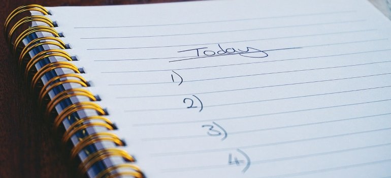A notebook with a checklist