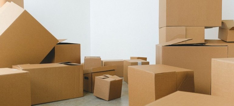 A pile of moving boxes