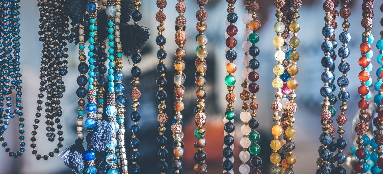 necklaces hanging from the hanger