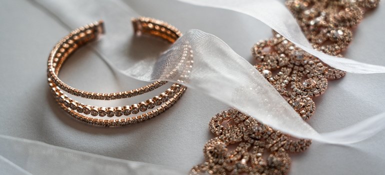 necklace and bracelet covered with silk