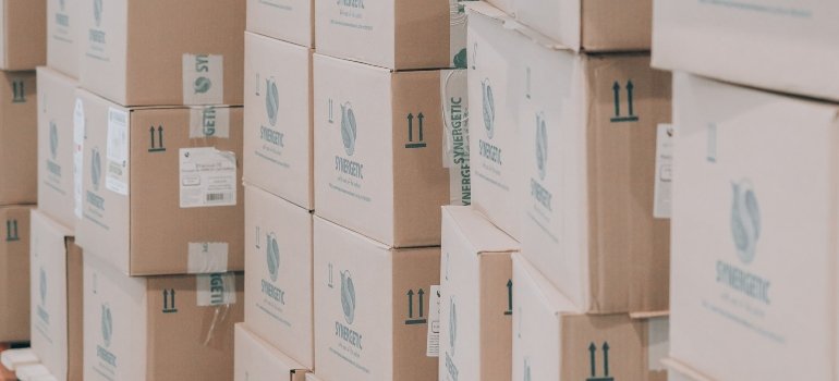 Boxes in a storage unit