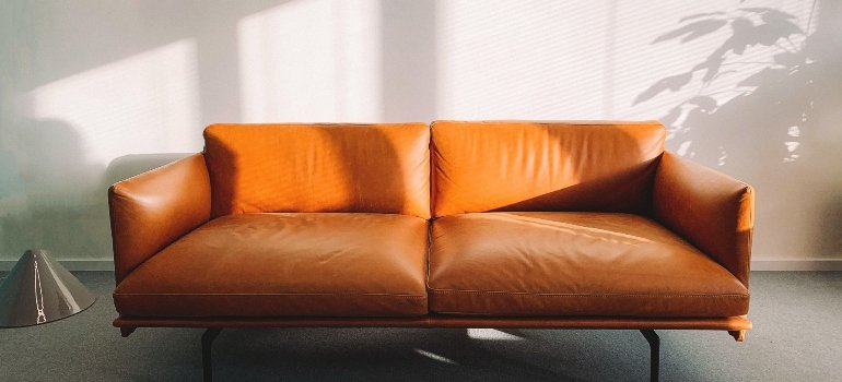 A leather sofa.