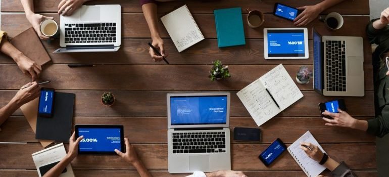 Laptops on top of a table