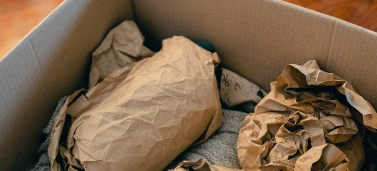 packed items in packing paper