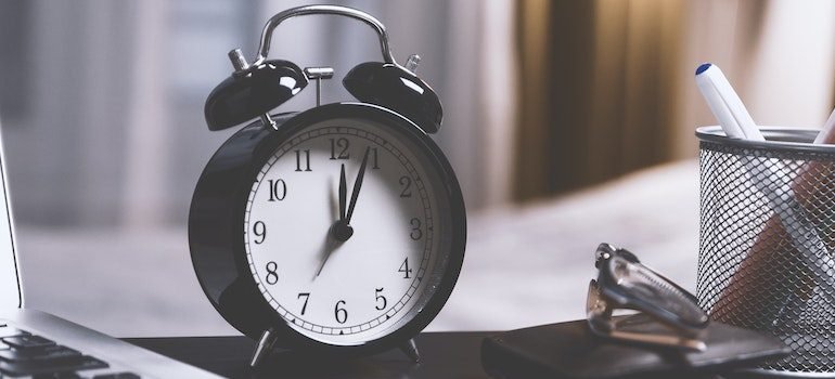 A clock on a desk
