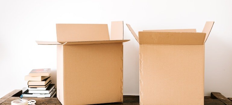 moving boxes and books ready for storage