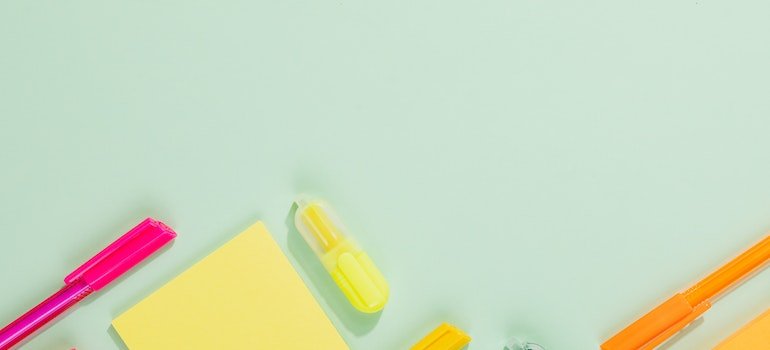 Storing office supplies in NYC can start with colorful markers and stickers.