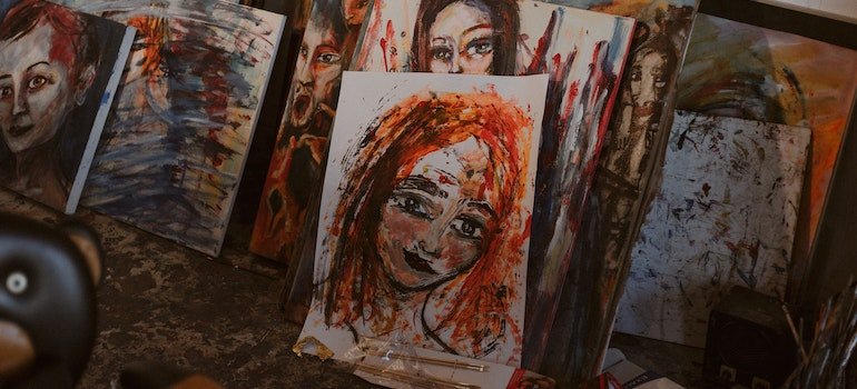 Paintings piled up