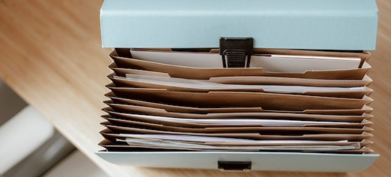 Paperwork stacked in order for the tax season