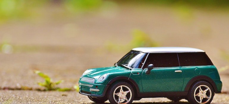 Green scale model car