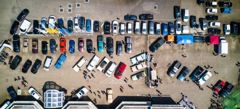 A crowded parking lot