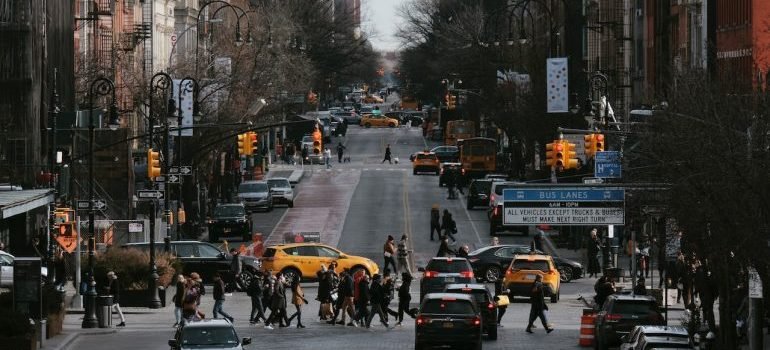 A photo of a busy NYC street
