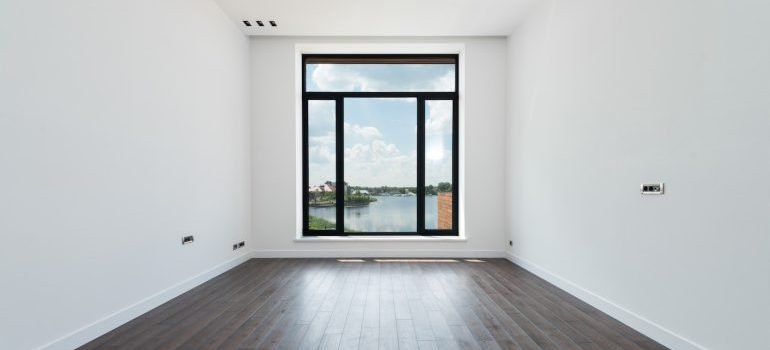 An empty room with a window view