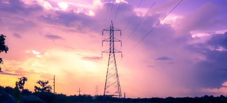 Electric tower in the field