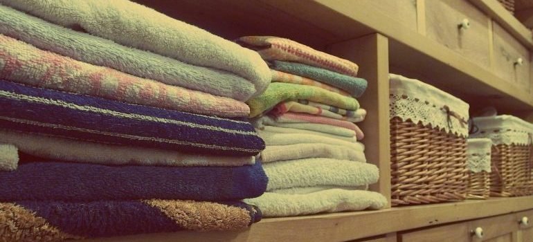 Folded towels in the closet