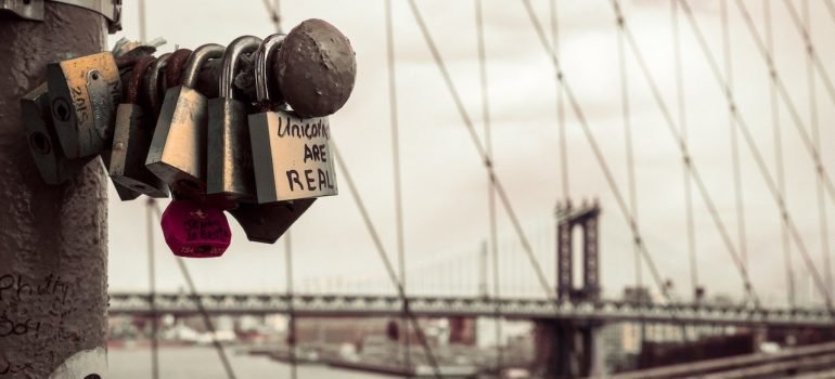 Padlocks on the Brooklyn bridge