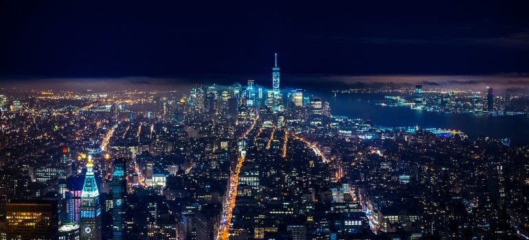 A view of Manhattan at night