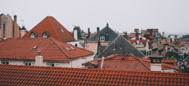 House roofs on a cloudy day