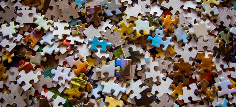 a lot of puzzle pieces