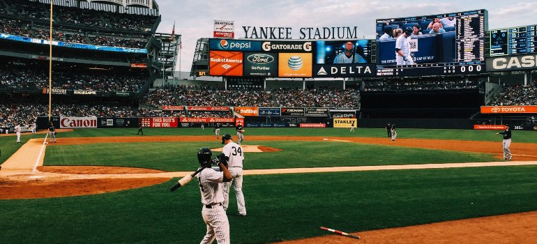 a game of baseball at the Yankee Stadium
