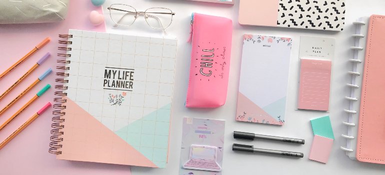 pastel-colored stationery items