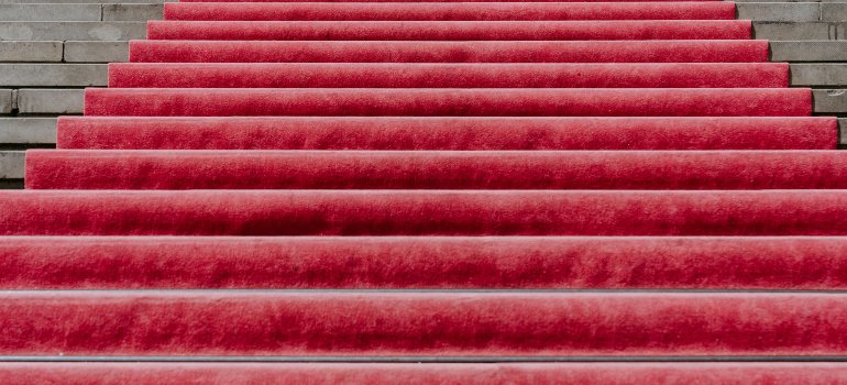 red carpet on stairs