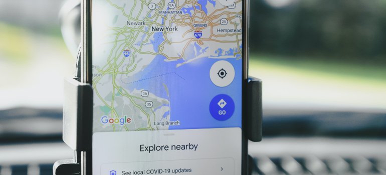 a map on a smart phone screen