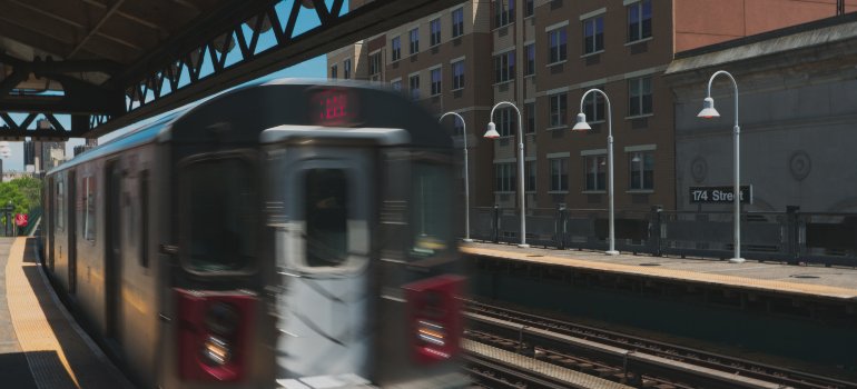 a train that is part of the public transport which makes the Bronx the most affordable borough to live in NYC