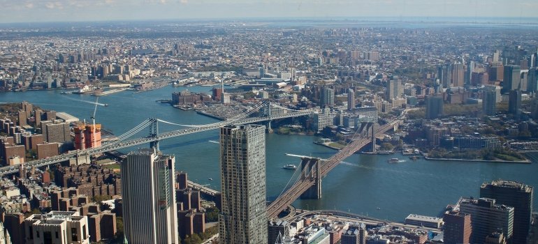 A photo of the city skyline