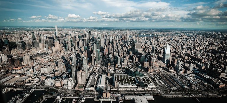 An aerial view of Midtown Manhattan