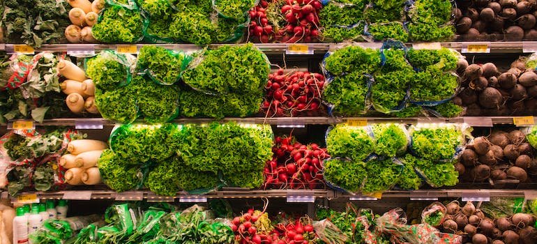 Different types of vegetables in a market
