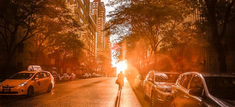 A Manhattan street during sunset