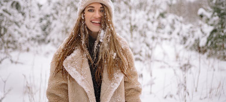 A person covered in snow