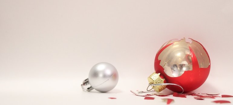 A broken Christmas tree ornament