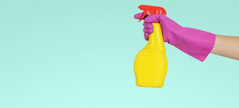 A person holding a spray bottle