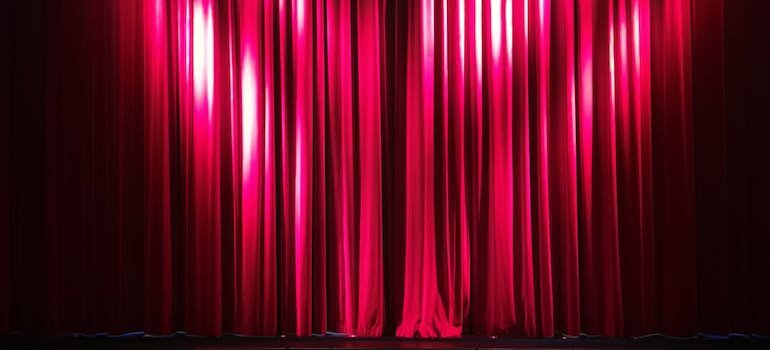 Red curtains in a theater
