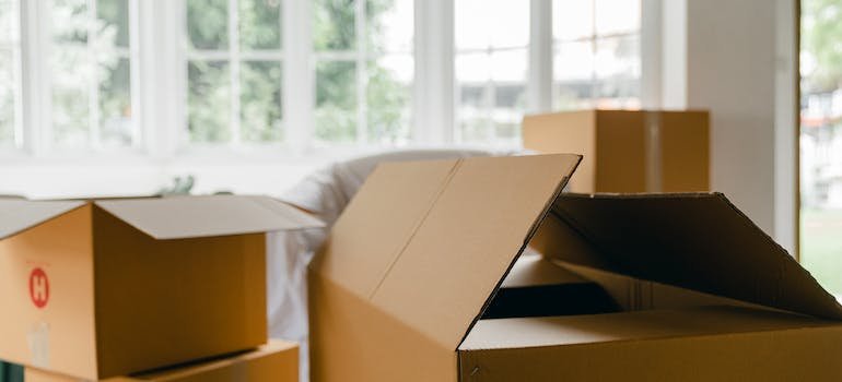 Boxes filled with items that will be taken to the storage Lower East Side locals recommend.