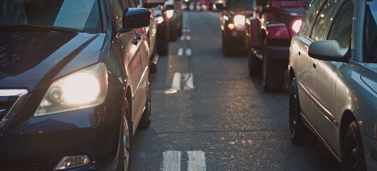 Cars in traffic